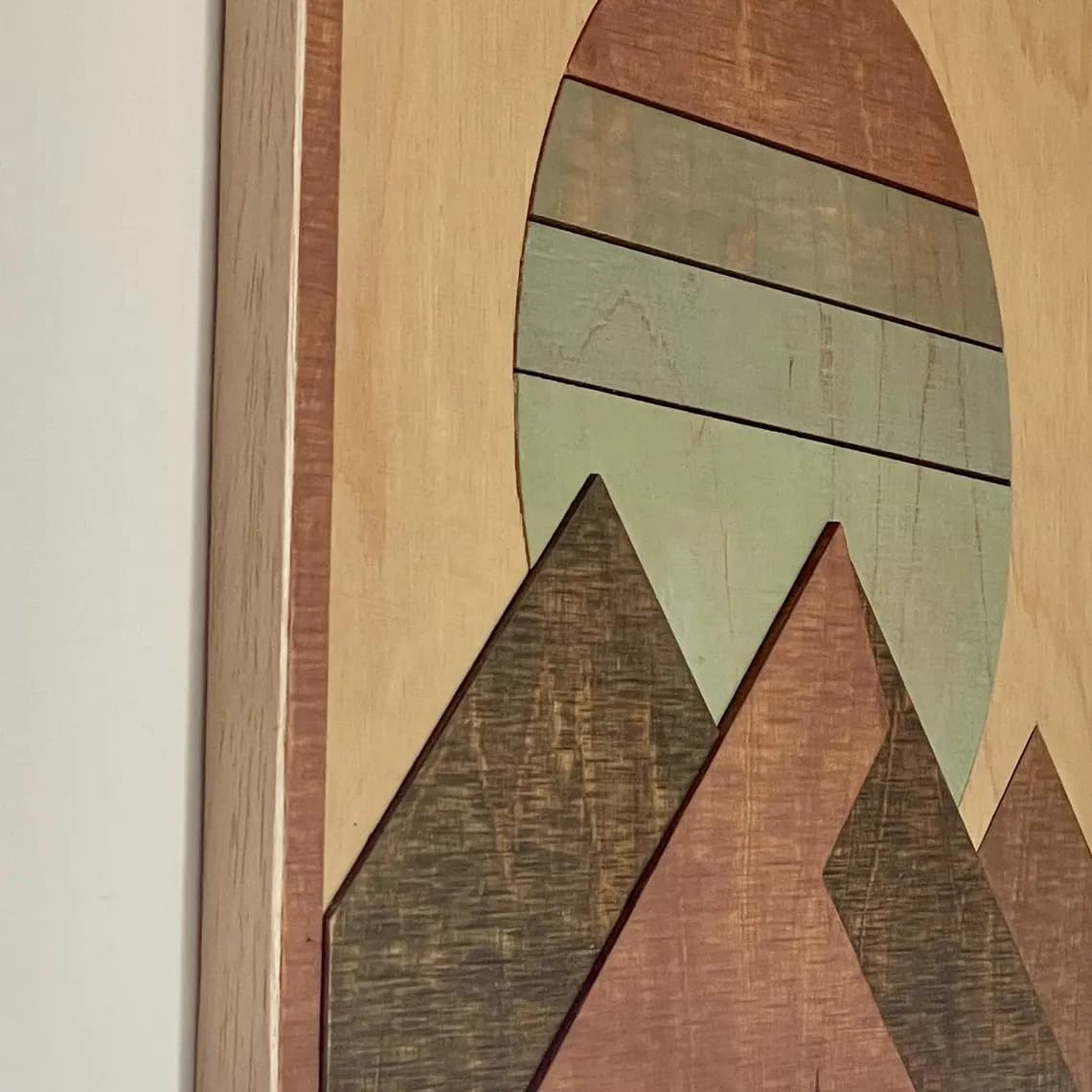 Layered Wood Mountain & Sunset Sculpture - 5